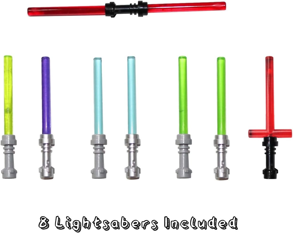 LEGO Star Wars Accessory and Weapons Pack - 8 Lightsabers, 8 Blasters, 2 Display Stands and More