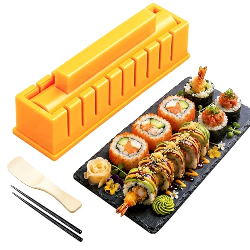 Sushi Maker – DIY Sushi Making Kit with Chopsticks, Thickened & Extended Sushi Mold Design for Easy Low-Fat Round Rolls, Perfect for Family, Parties & Cooking Classes, Ideal Gift for Food Lovers