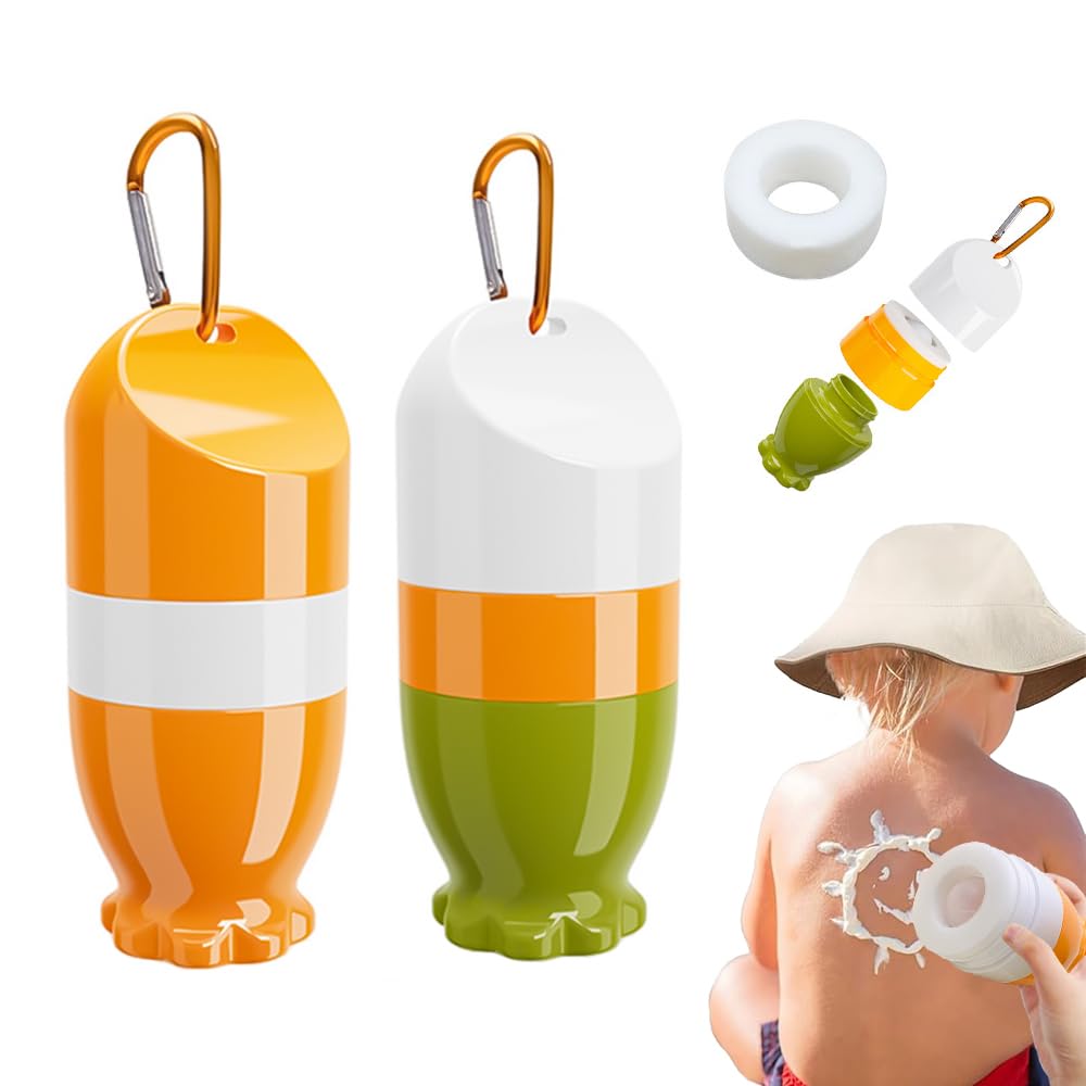 Applicatore Crema Solare, 2PCS Sunscreen Applicator, Applicatore Crema Solare Bambini, Applicatore Di CremaSolare Ricaricabile Roll On, Applicatore Solare Per Bambini E Adulti, 100ml