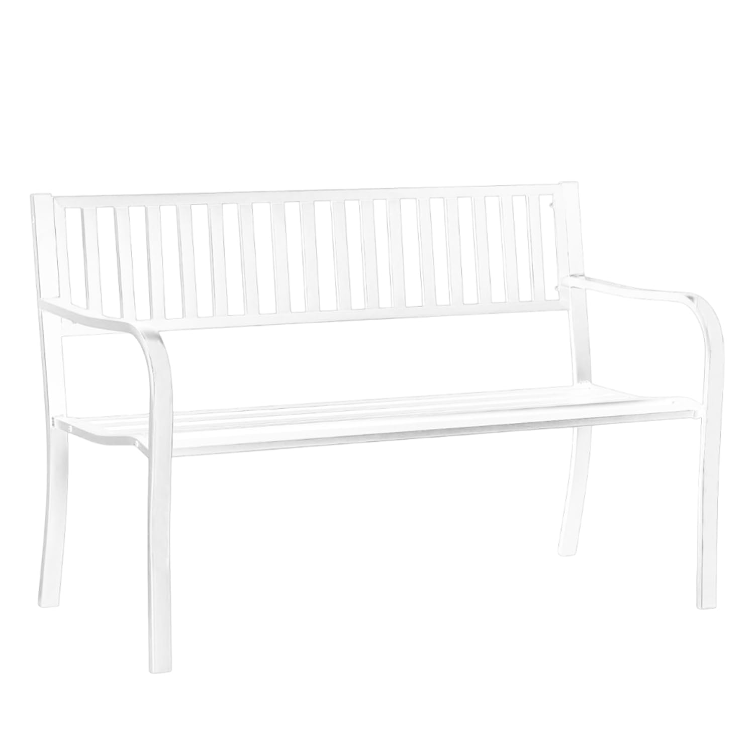 Marvin Panchina da Giardino 3 Posti in Metallo, Panca per Esterno Balcone Terrazzo con Schienale e Braccioli, mod. PIPE 135 x 60x 85cm (Bianco)