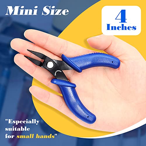 Speedwox Mini Chain Nose Pliers Needle Nose 4 Inches Flat Smooth Jaw Pliers Miniature Pliers Micro Pocket Plier Small Jewelry Making Bending Wire Work Craft Beading Hobby Tools #TOP2