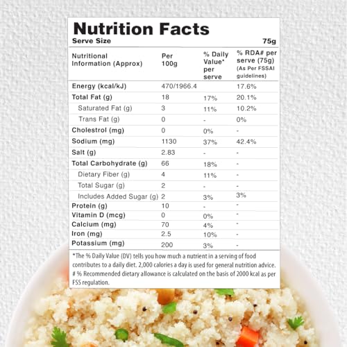 Image of MOM - Meal of the Moment, Ghee Rava Upma with Bhujia, 75g - Ready to Eat | Instant Food | No added Preservatives