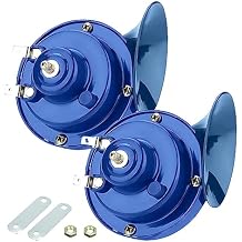 Pack-2 300DB Super Loud Train Horn, 12V Security Alarm Waterproof Speaker, Car Air Electric Snail Double Horn Replacement Kit, Fits for Most Cars Motorcycle, Truck, Bike Blue