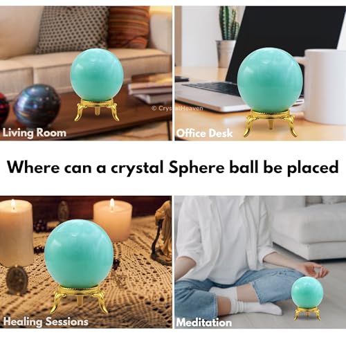 Image of Certified Amazonite Crystal Ball for Meditation - Premium Crystal Vastu Items for Home and Feng Shui Items for Good Luck - Ideal for Pooja Supplies and Spiritual Practices (2 inch Inch)