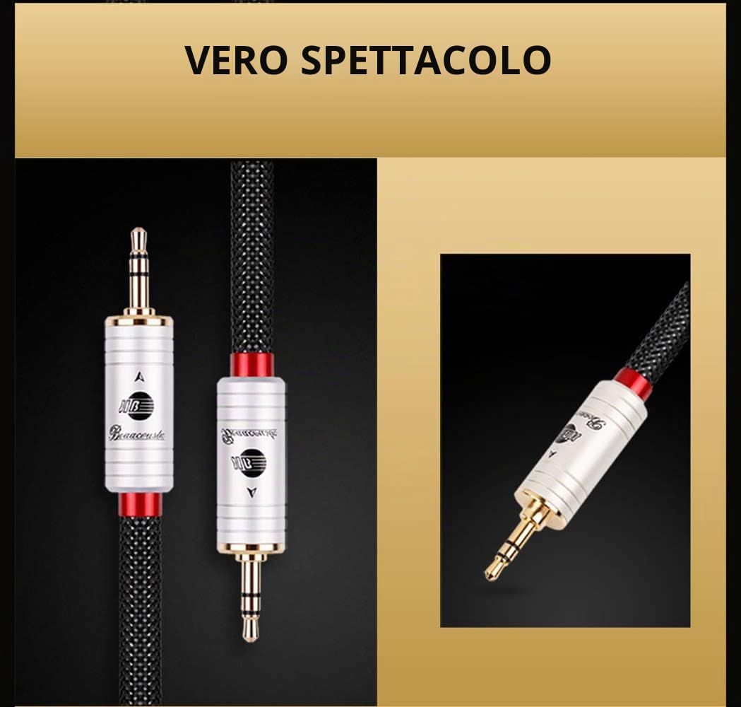 BOAACOUSTIC JIB - Cavo Aux da 3,5 mm, per auto, cavo audio da jack a jack in nylon intrecciato, di alta qualità, per cuffie, auto, cellulare, PC, altoparlanti, stereo, lettore MP3, 2 m