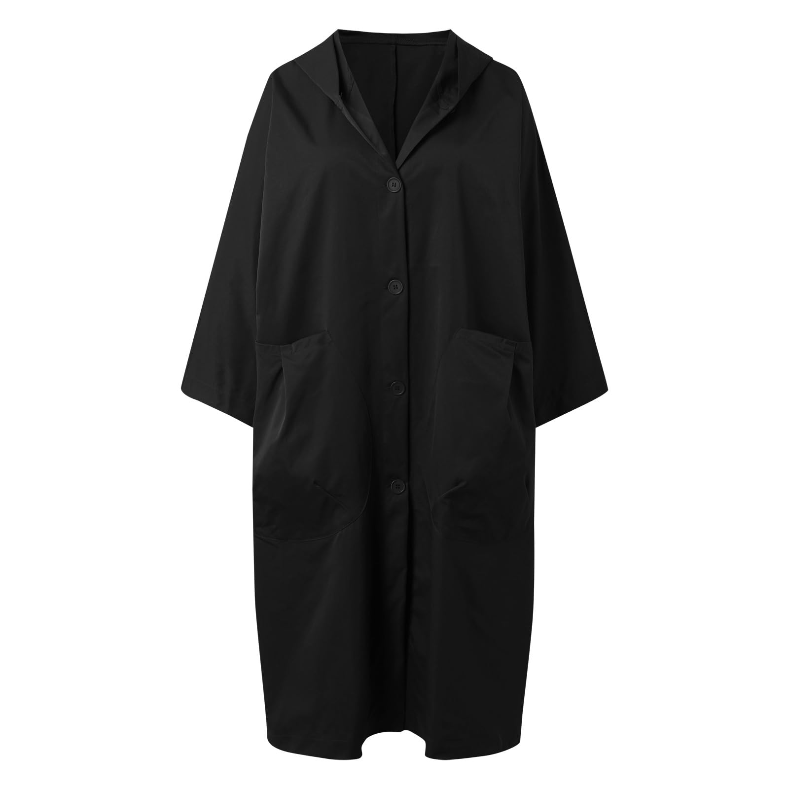 Generisch Veste de pluie fine pour femme printemps hiver manteau long veste trench avec capuche vêtements d'extérieur surdimensionné taille unique surdimensionné veste coupe-vent vestes fines
