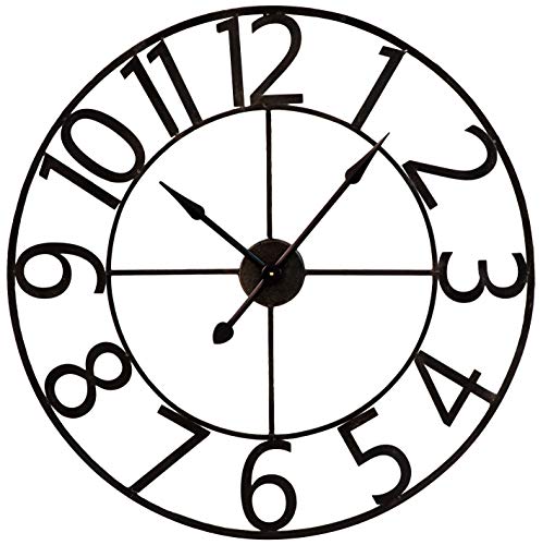 SunTime 94cm Outdoor Garden Metal Round Skeleton Modern Wall Clock Black