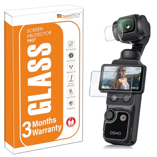 Image of OpenTech Premium Tempered Glass Screen Protector for DJI Osmo Pocket 3 Camera (Transparent) | 9H Hardness, Anti-Scratch Lens & Screen Guard Complete Set