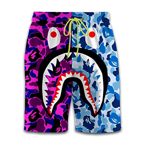 Bape Shark Purple Blue Camouflage Men's Swim Trunks Quick Dry Boardshorts Novelty Beach Sport Pants