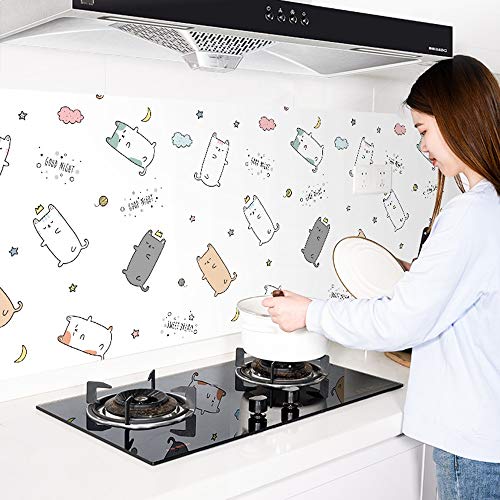 HANSHAN Entrepaños de cocina del papel pintado del aceite impermeable a prueba de Wall protector auto-adhesivo del estante Liner etiquetas engomadas DIY Etiqueta Estufa 3m x 60cm
