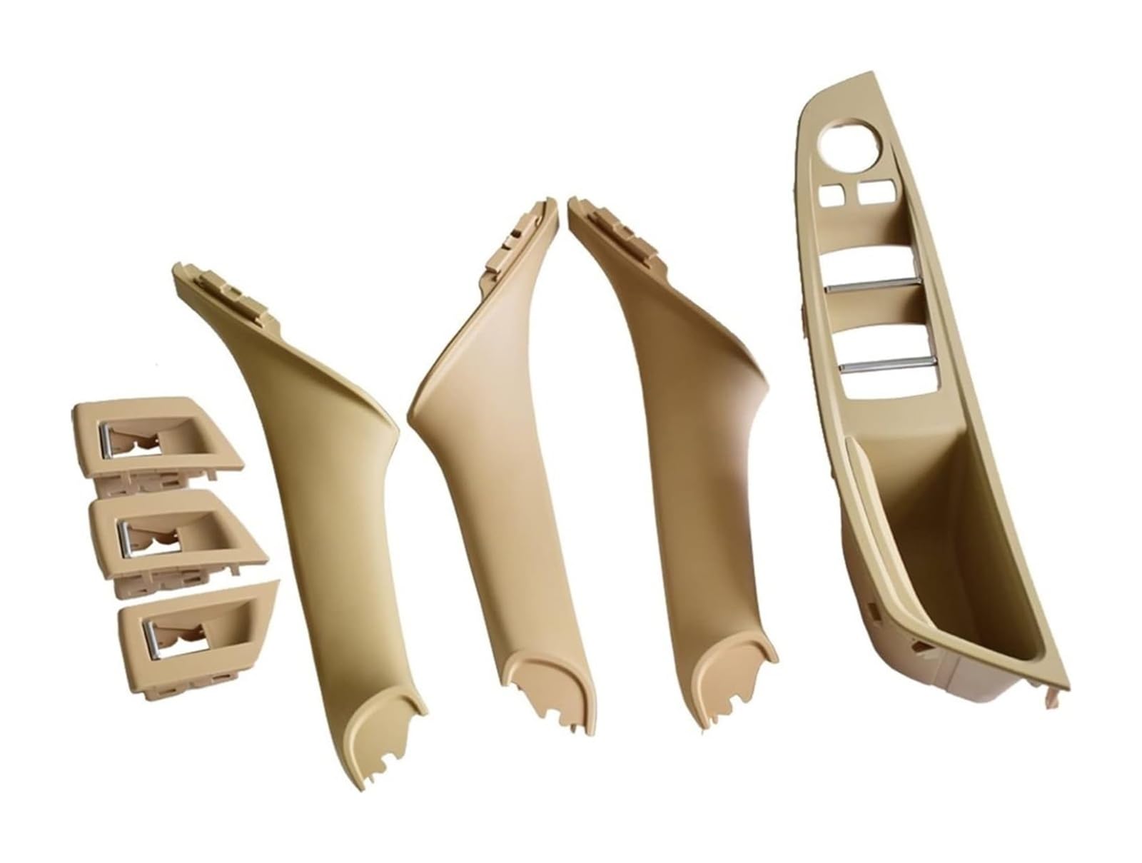 FANGZIQF Inner Door Pull Handles for 5 Serie F10 F11 520 525 7Pcs Car Door Handle Inner Panel Pull Trim Cover RHD(Beige-7pcs)
