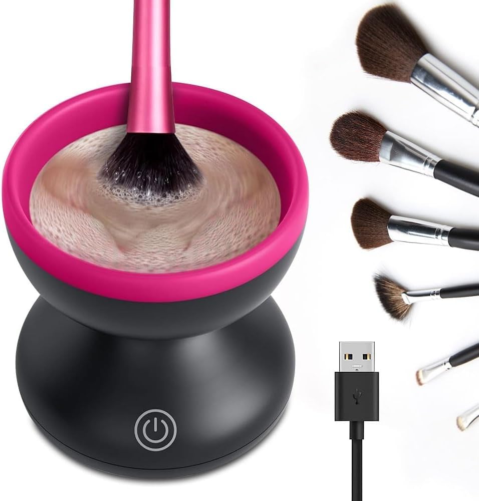 Limpiador de Brochas de Maquillaje USB - Limpiador de Pinceles Makeup Brush Cleaner - Uso sencillo y Rapido - Color Negro
