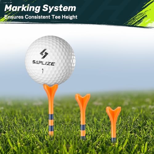 SAPLIZE Professional 100 Pack Golf Tees, Low Friction & Resistance, 4 Prong Plastic Golf Tees 2-3/4", Orange — view 3
