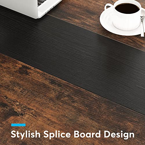Image of Tribesigns 63 inch Executive Desk, Large Office Computer Desk with Thicken Frame, Modern Simple Workstation Business Furniture for Home Office, Vintage Brown /Black
