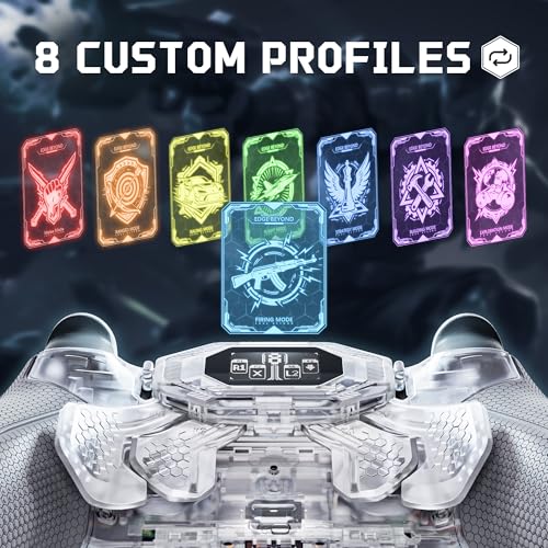 eXtremeRate Beyond Back Paddles Kit for PS5 Edge Controller, OLED Display, Redesigned Ergonomic Rubberized Grips Bottom Shell, Remappable 4 Back Buttons Set for PS5 Edge Controller - Clear & Gray by eXtremeRate - Image 6