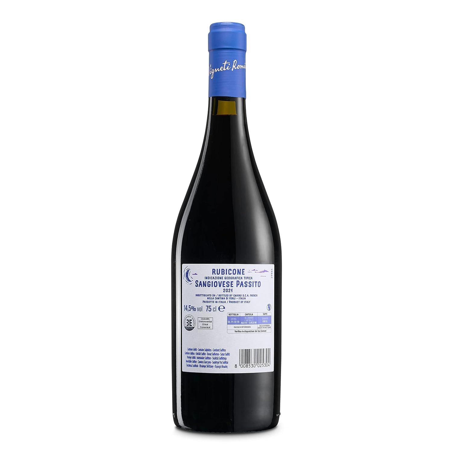 Vigneti Romio Sangiovese Rubicone IGT Appassimento, Vino Rosso Ricco con Note Fruttate, 14.5% Vol., Confezione da 6 bottiglie da 750 ml