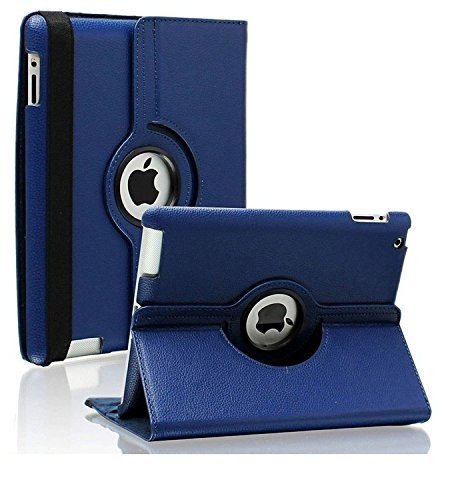 MOCA 360°Degree Rotating PU Leather Smart Flip Case Cover for Apple iPad 2 3 4 flip case Cover Models. A1460 A1459 A1458 A1416 A1430 A1403 A1397 A1396 A1395 (Dark Blue)-image-5