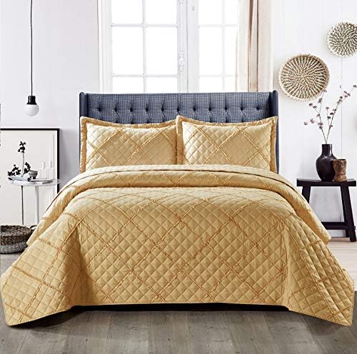 B&B Decorative Bedspreads King Size Bed Quilt Throws -Polyester Filling Reversible Embossed Bedspreads & Coverlets - 240x250cm King Size Bed Throw Christmas Bedding Set,Mink