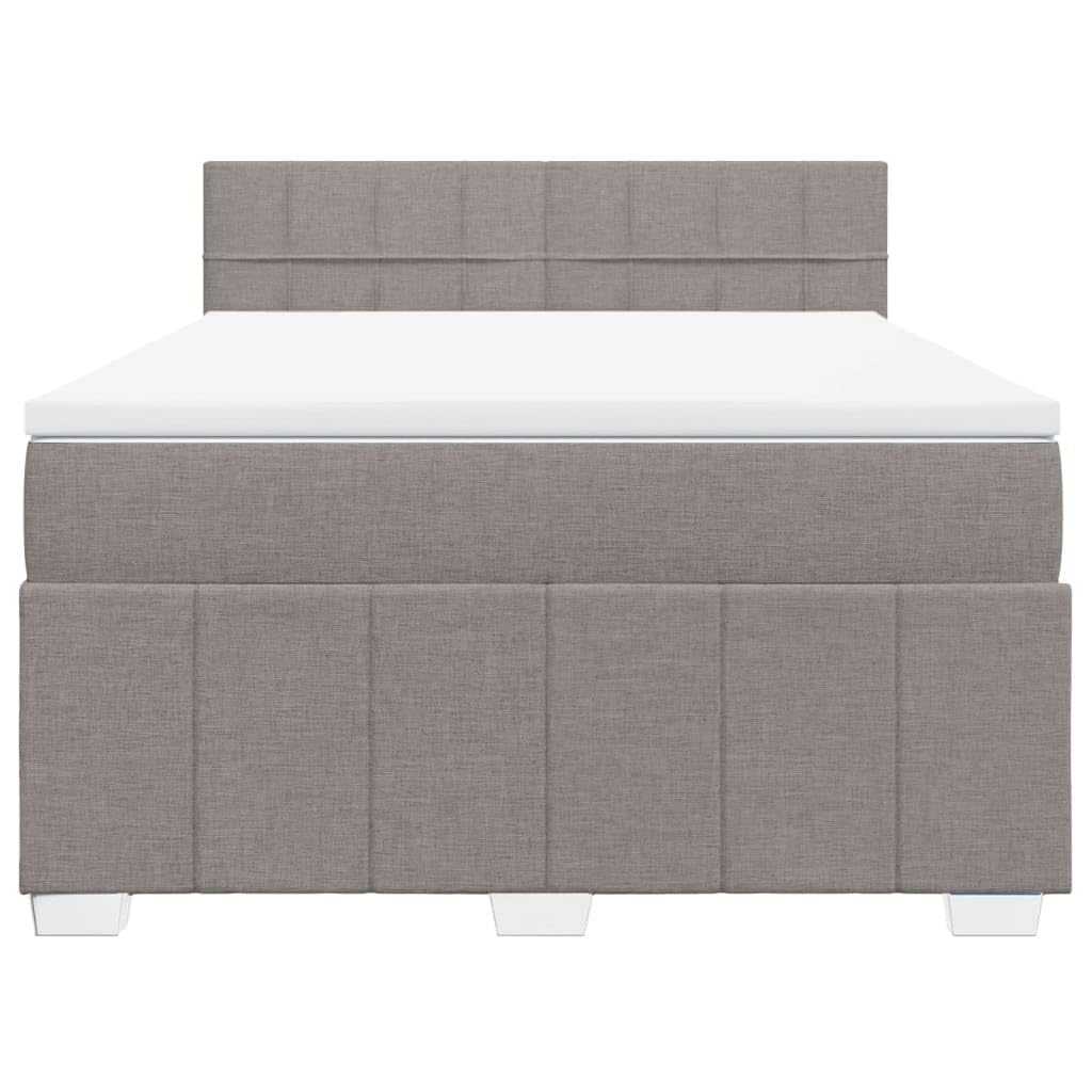 Cama con somier con colchón de muelles ensacados, color topo, 160 x 200 cm, altura regulable, cómodo cubrecolchón, tejido de poliéster transpirable