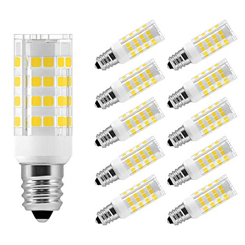 E12 LED Candelabra Bulb 5W C7 Bulb Equivalent to 40W T3/T4 E12 Candelabra Base Bulbs, Daylight White 6000K for Ceiling Fan, Chandelier, Indoor Decorative Lighting, AC120V, Not Dimmable (10 Pack)