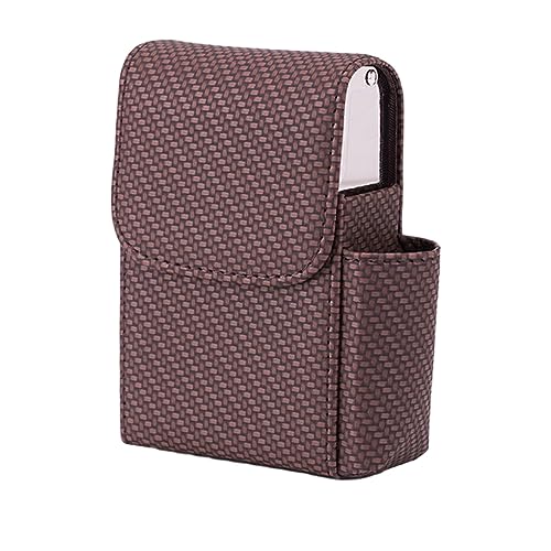 FIOERDTUIE Pitillera multiusos de PU para tarjetas de visita y cigarrillos, práctica y práctica funda para tarjetas de visita hecha con PU, Marrón tejido