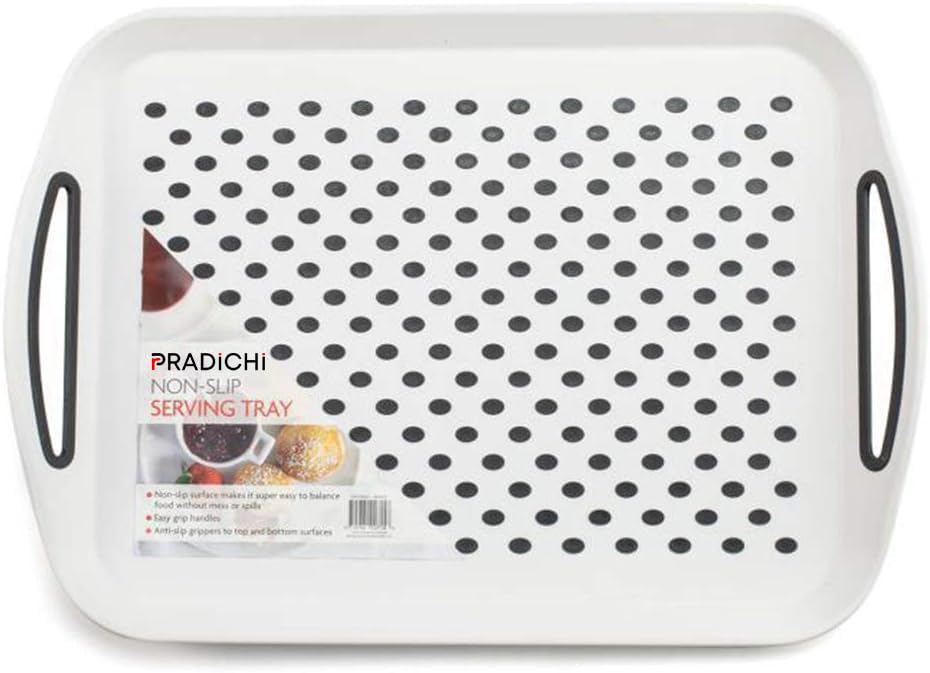 2-Pack Non-Slip Serving Trays with Rubber Grip Surface and Easy-Grip Handles – Rectangular Plastic Food & Drink Tray – 40.5 x 28.5 cm – Assorted Black, Grey, or White Random Colors - Image 6