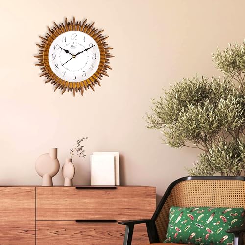 Image of Matiz Analog 30 cm X 30 cm Wall Clock | Brown | with Glass | Standard| 05 Brown