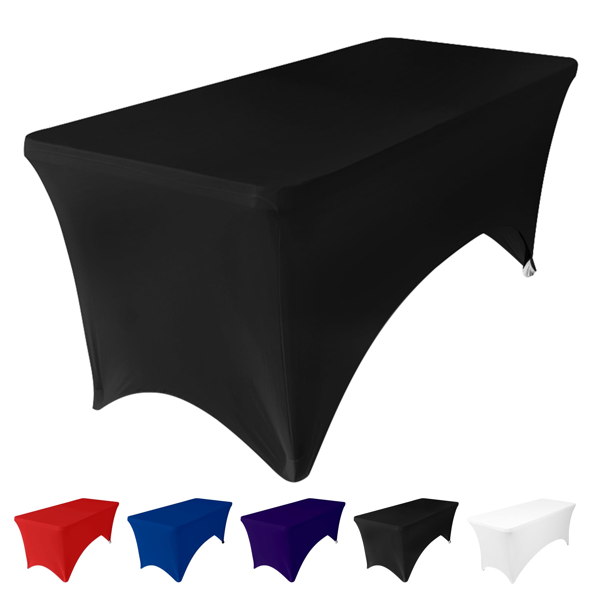 Nappe rectangulaire extensible de qualité supérieure en tissu stretch noir WedDecor