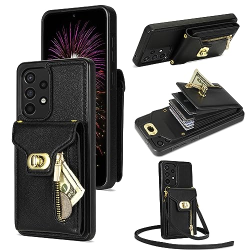 Étui portefeuille Samsung Galaxy A52s 5G cuir lanière amovible Asuwish