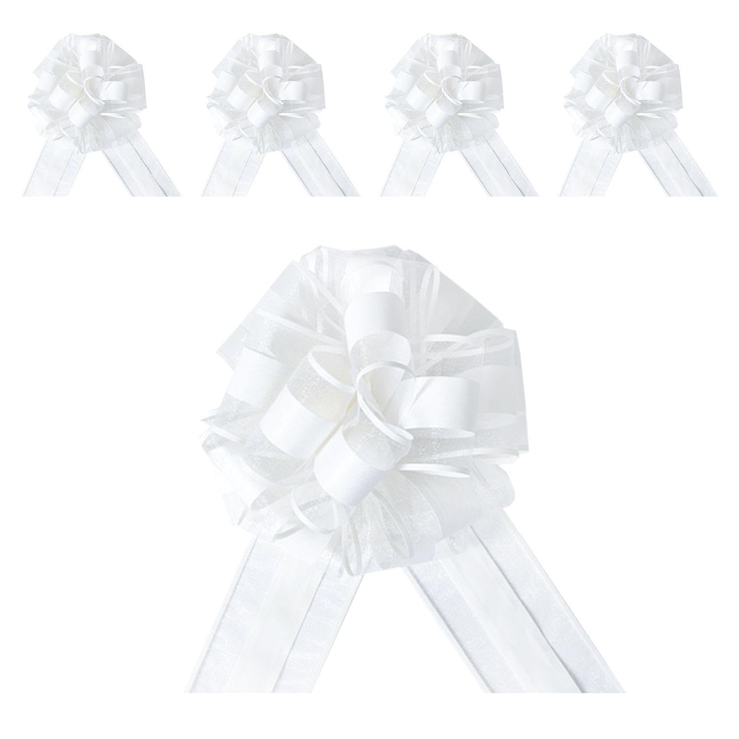Lazos Blancos Decoración de Boda 5 Piezas para Regalos Coche Mesa