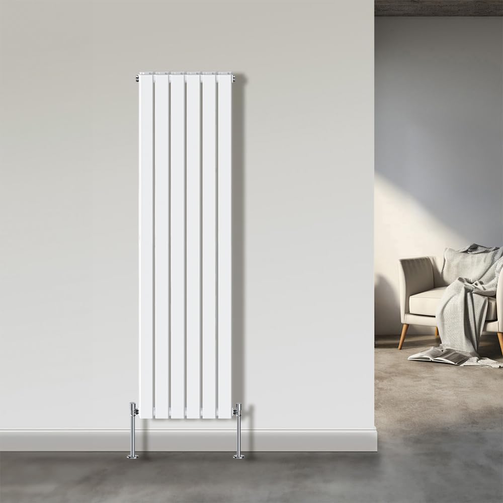 Nrg White Bathroom Vertical 1800X408mm Double Flat Panel Designer Radiator