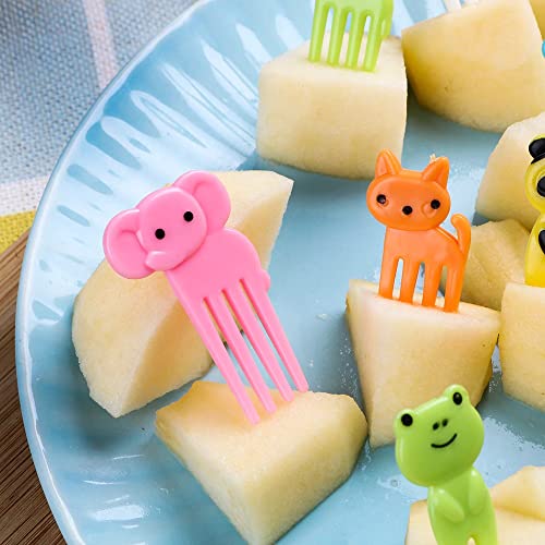 Image of Street27 10Pcs Food Fruit Fork Picks for Kids Cute Animals Bento Box Decor Forks Cake Little Forks Dessert Forks Cartoon Toothpick for Kids Cake Dessert Kids Cocktail Sticks (10pcs Cute Animals - A)
