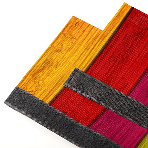 Image of Pardick Refrigerator Door Handle Covers Set of 2 Rainbow Wood Texture Washable Dishwasher Mocrowave Fridge Oven Door Decor Handle Cover Keep Your Kitchen Appliance Clean from Food Stains