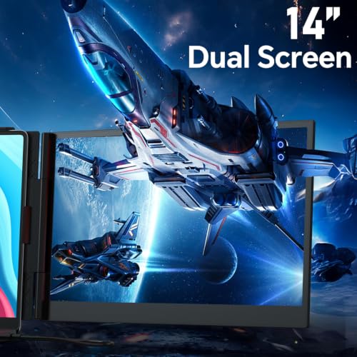Image of Laptop Screen Extender, 14.2 inch Ultra-Slim Dual Portable Monitor, 1080P FHD IPS Display, USB-C /HDMI Plug & Play, Monitor Extender for 13-17.3 inch Laptops, Mac /Windows /Chrome