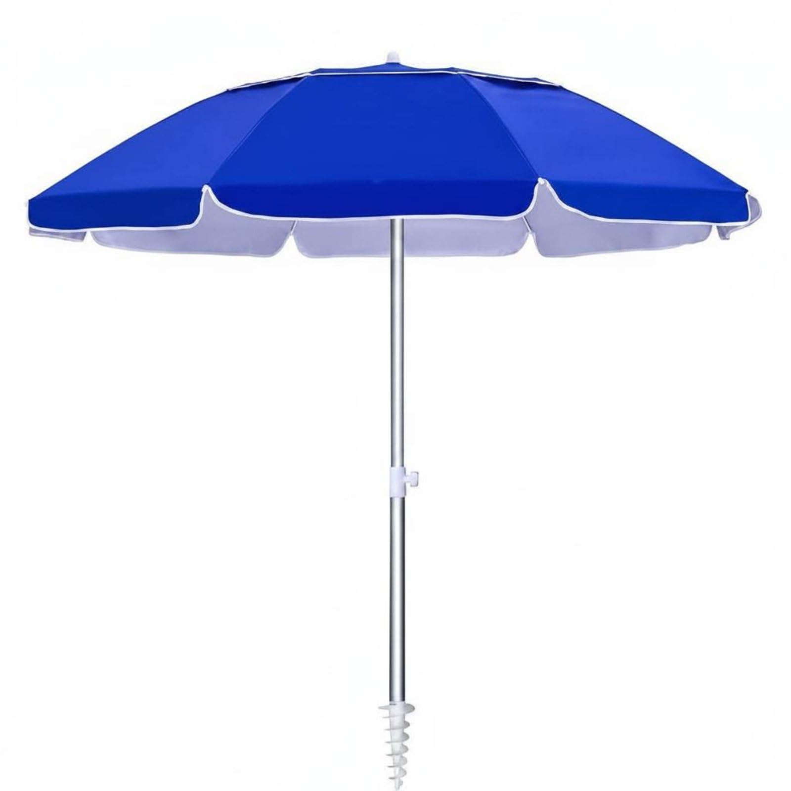 Lightweight Rotating Handle Sun Umbrella Sunshade Portable Beach Umbrella Rust Proof Aluminum Beach Sun Shade Water Resistant for Travel, Royal Blue-image-21