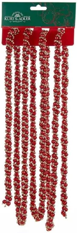 Kurt Adler 9-Foot Red and Gold Bead Twisted Garland