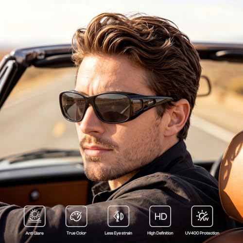 Image of DUCO Polarized Wraparound Fitover Glasses Wear Over Sunglasses for Men Women UV Protection Sun Glasses 8953