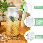 Pitchers acryliques avec couvercle et poignée, Snillok paquet de 2 1 Litre clair de l'eau Pitcher Incassable de boisson Pitche Transparent jus Conteneur d'eau Carafe Jug pour jus de lait Iced thé limoade (sans BPA)