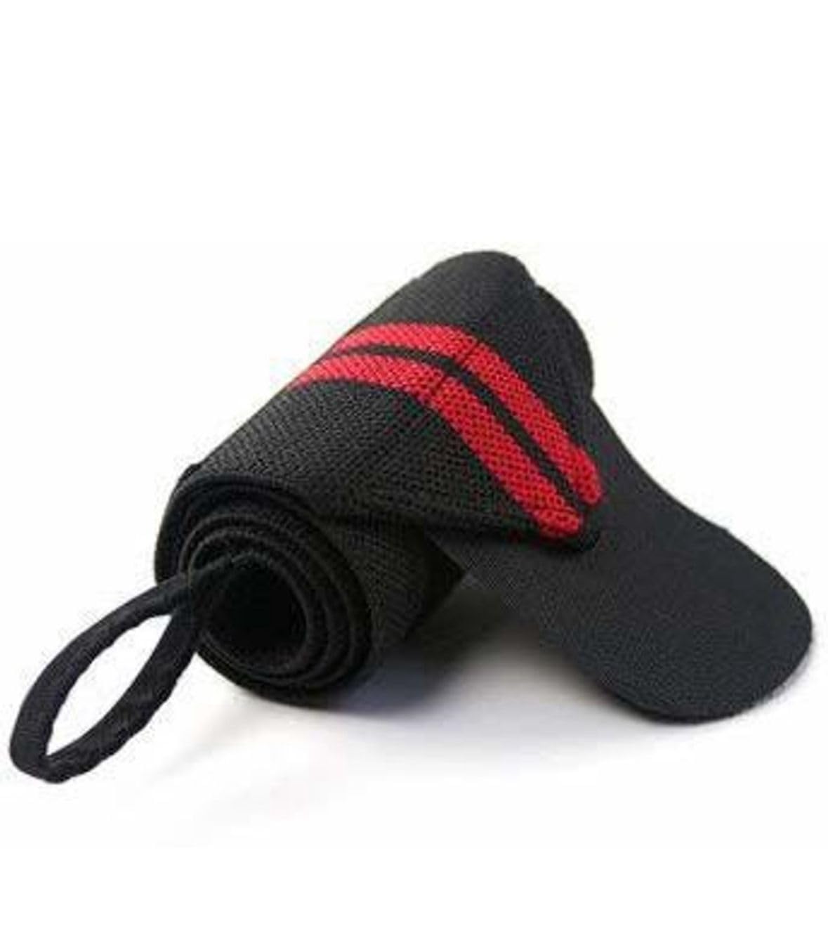 Weight Training Wrist Support Wraps, Black with Red Stripes, Gym Workout Band-image-1
