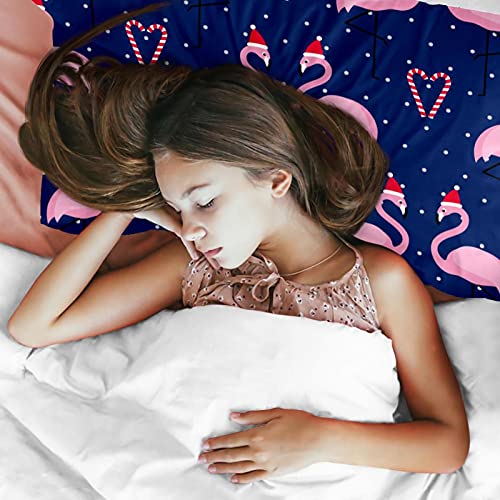Housse de couette flamant rose Noël, parure douce de qualité