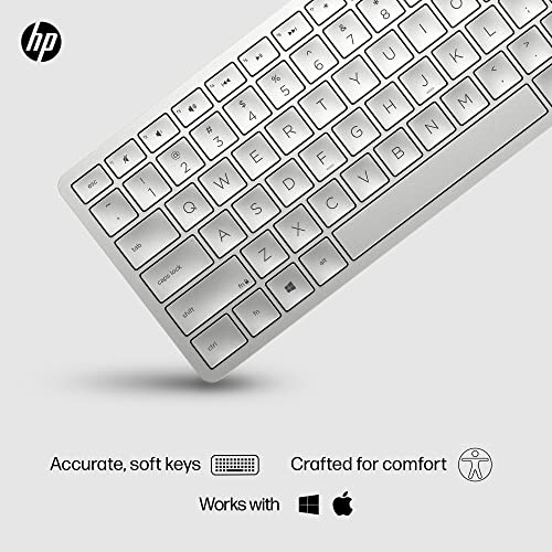 Hp 970 Programmable Wireless Keyboard (Silver) - Bluetooth & 2.4 Ghz Wireless Multi-Device Connectivity - Usb-C Rechargeable Battery - 24 Programmable Keys - Works With Windows & Macos (3Z729Aa#Aba) #TOP1