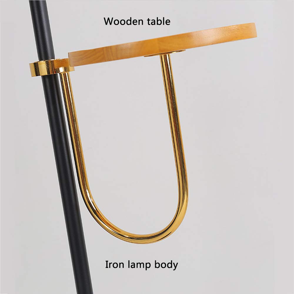 Lampada da Terra a LED, Lampada da Terra Nera con Ripiani in Legno, Interruttore a Pedale, Base in Ferro, 23 W, Lampada da Terra Decorativa in Metallo