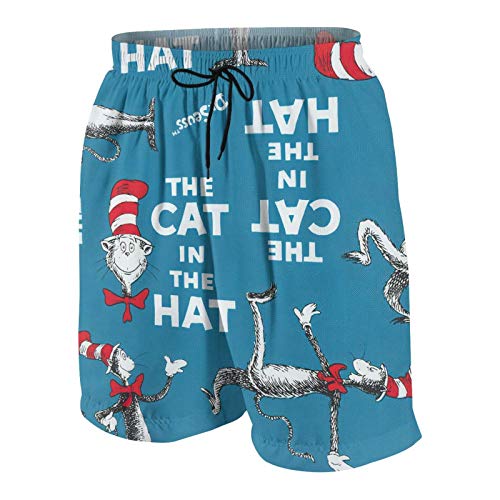 The Cat in The Hat Toddler Boys Swim Trunks Quick Dry Beach Board Shorts Bathing Suit Swimsuit Boy with Mesh Lining
