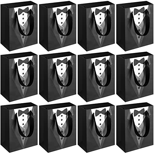 Sac cadeau pour garçon d'honneur de mariage en forme de smoking noir lot de 24