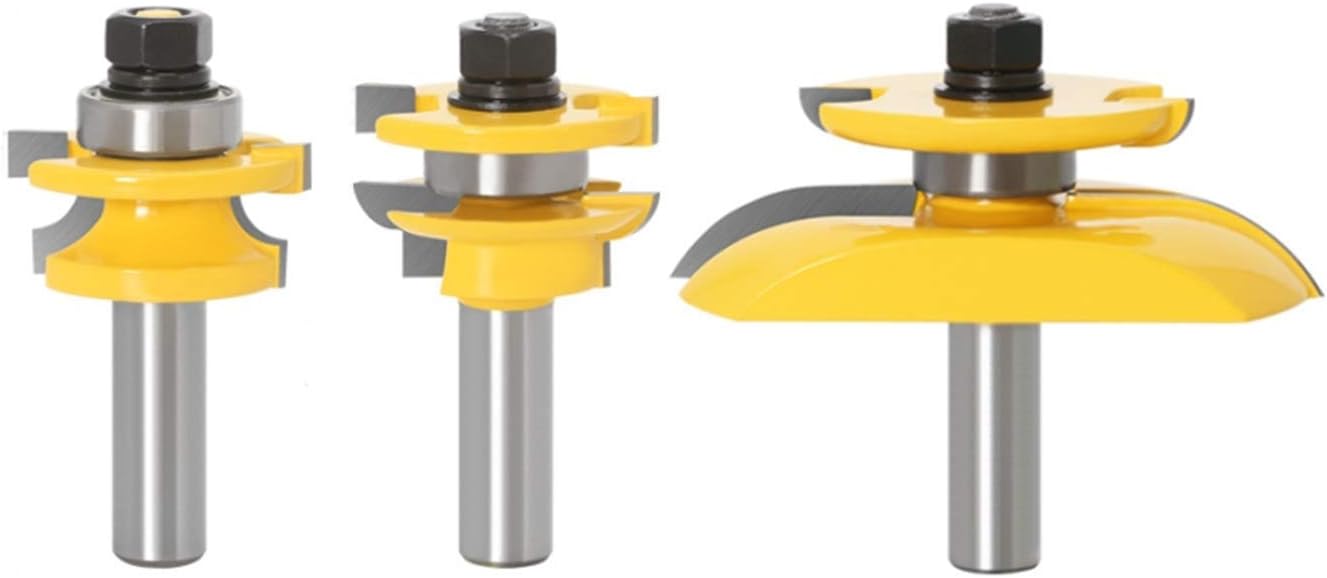 3Pcs 1/2'' Shank Round Over Rail and Stile with Cove Panel Raiser Router Bit Sets Milling Cutter Power Tools Door Knife Wood Cutter