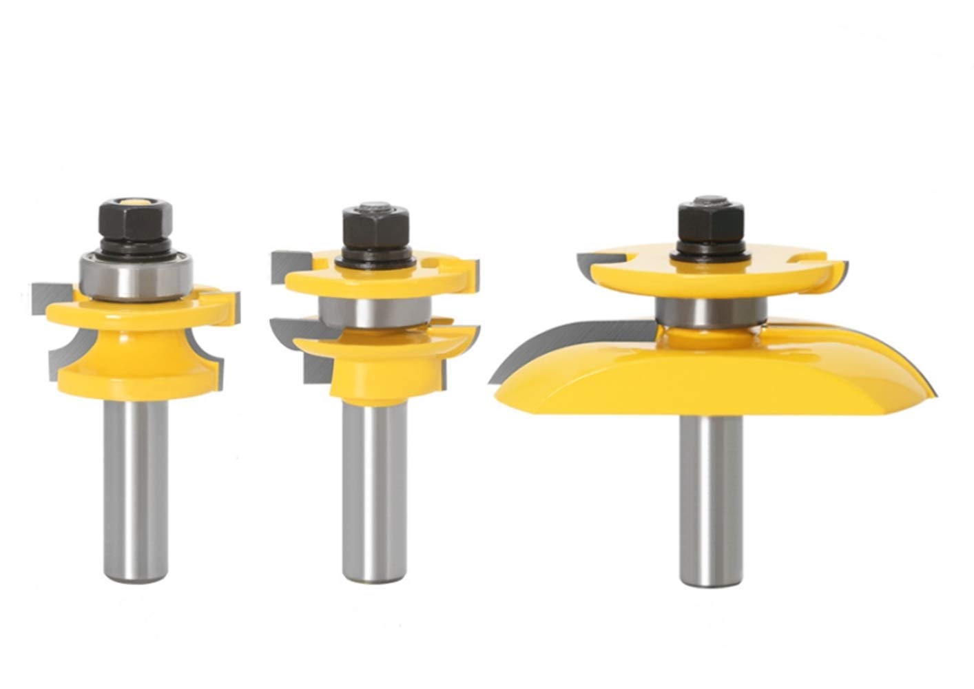 3Pcs 1/2'' Shank Round Over Rail and Stile with Cove Panel Raiser Router Bit Sets Milling Cutter Power Tools Door Knife Wood Cutter