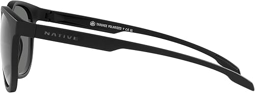 Miniatura 2 de Native - Gafas de sol unisex con montura negra mate, lentes polarizadas grises, 2.126 in, Mate negro