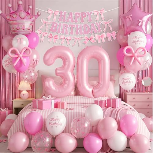 Décorations d'anniversaire 30 ans coquette avec ballons aluminium 101,6cm