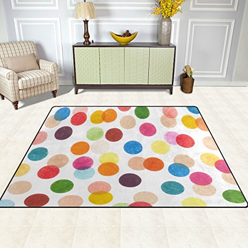 Colourlife 80 X 58 Inches Lightweight Soft Area Rug Mat Indoor Floor Rugs Home Decoration For Kids Room Living Room Colorful Polka Dot #TOP1