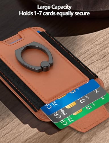 Image of For Magsafe Wallet with Grip, 6-Card Holder, Stronger Magnetic Card Wallet Holder for iPhone 17 /16 / 15, iPhone 14 /13 /12 Series, Leather Magnetic Phone Wallet with Privacy Flap, RFID Blocking, Brown